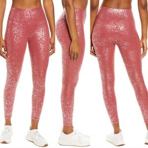 Women’s Sweaty Betty Goddess 7/8 Leggings, Red Terrazzo Foil Print, Size S, NWOT
